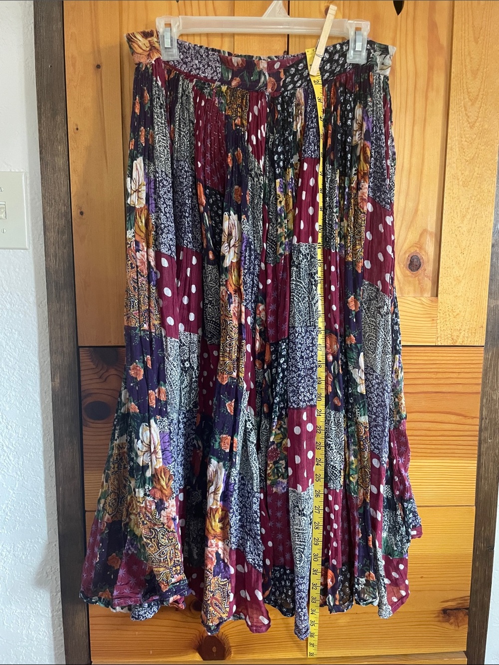 Vintage patchwork print broomstick skirt